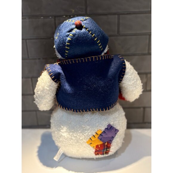 Patchwork Snowman Plush Christmas Weighted International Silver Co Let it Snow - Picture 4 of 9